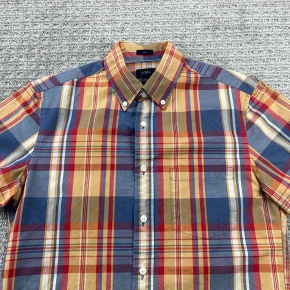 J. Crew Shirt Men Small S Multicolor Plaid Button Up Slim Fit Short Sleeve - Picture 2 of 10